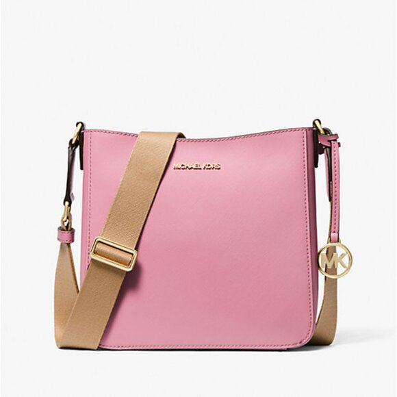 New Michael Kors Jet Set Travel Small Messenger Bag Faux Leather Carnation - Picture 1 of 4